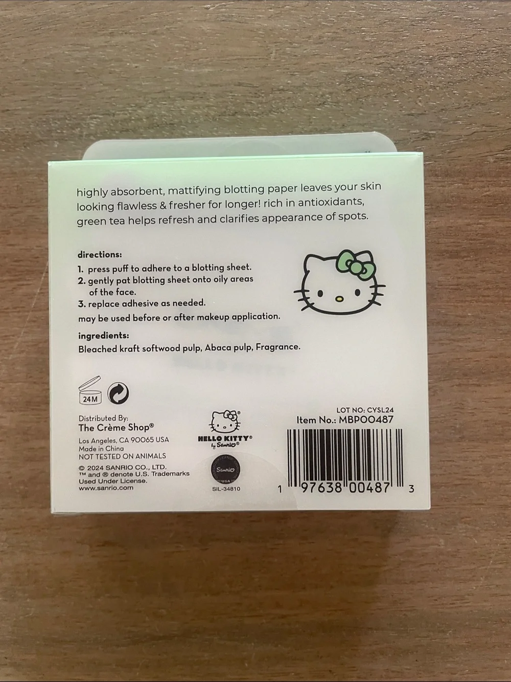 The Crème Shop x Hello Kitty Mint Mattifying Blotting Paper